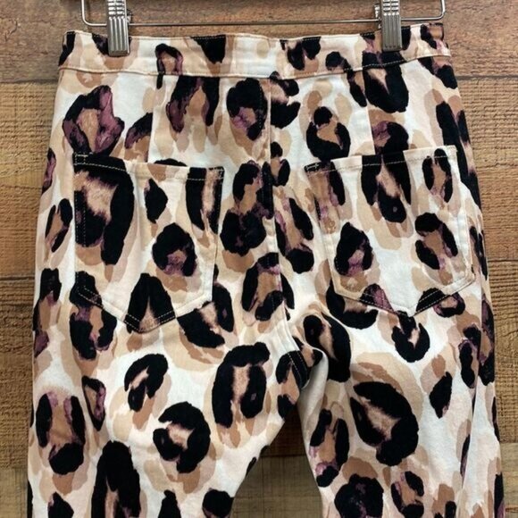 Leopard High Rise Flare Stretch Bell Bottom Pants Medium - Picture 7 of 10